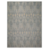 9x12 Gray, Blue, Ivory Color Hand Woven Flatweave Wool Modern Oriental Rug